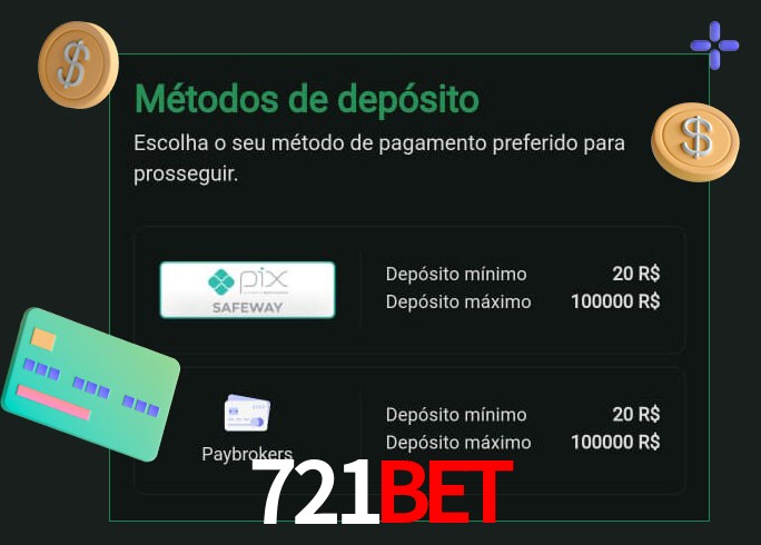O cassino 721Bet oferece uma grande variedade de métodos de pagamento